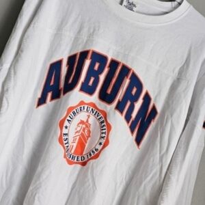 Pressbox Women's White Auburn Tigers Edith Long Sleeve Thumb hole Tee Shirt L